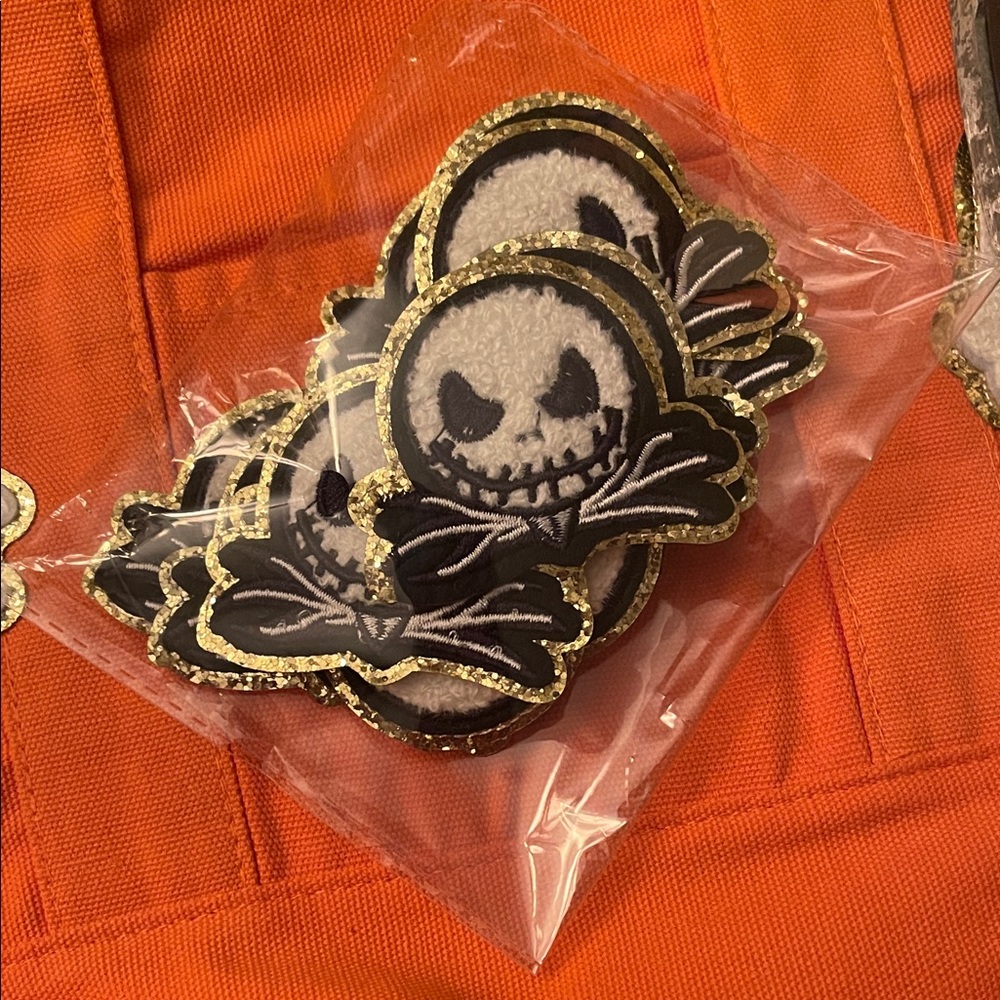 Nightmare Before Christmas Jack Skellington Patches with Gold Trim